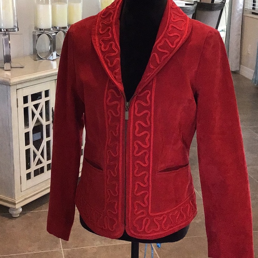 Bamboo Traders suede zip front jacket, size S